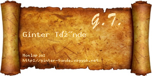 Ginter Tünde névjegykártya