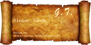 Ginter Tünde névjegykártya